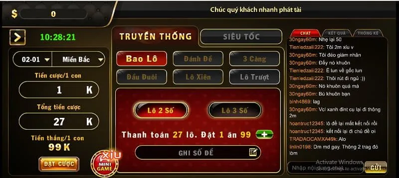loại hình lô đề 1 ăn 900
