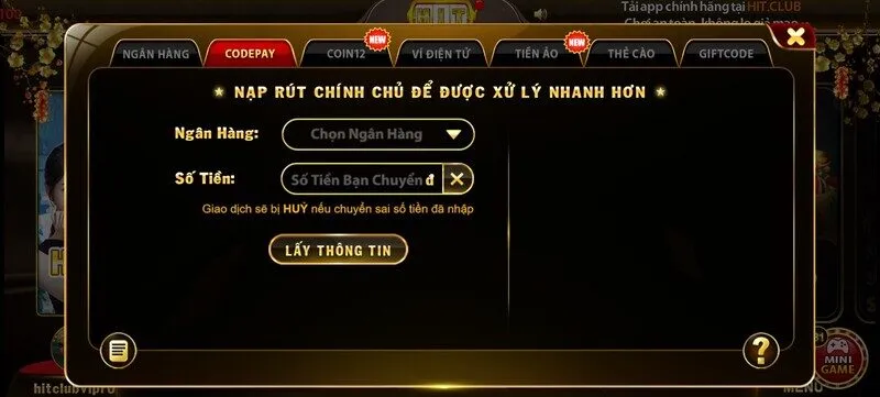 Nạp rút tiền nhanh chóng, thuận tiện