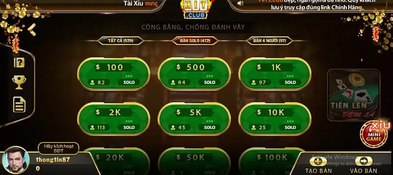 tiến lên đếm lá hit club